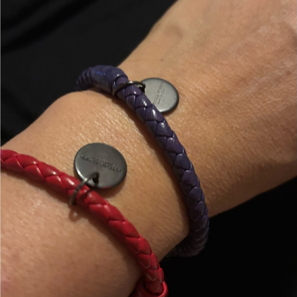 Bottega Veneta Red and Purple Braided Bracelets